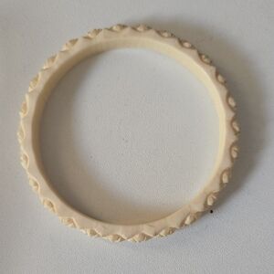 Carved Cream Ivory Bangle Bracelet